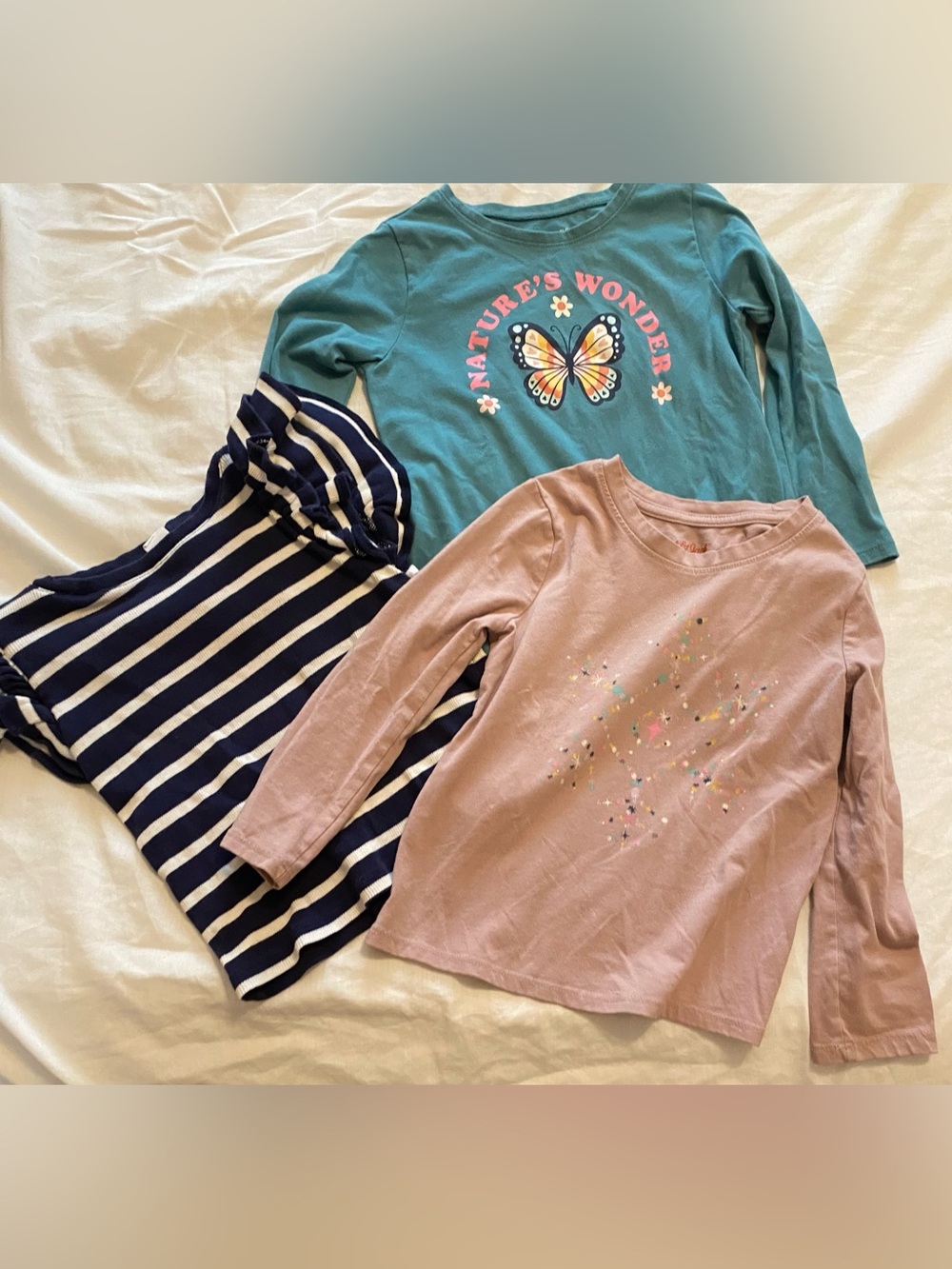 GAP short tee Butterfly & Dusty Pink Long-Sleeve Kids Tops 3 pieces